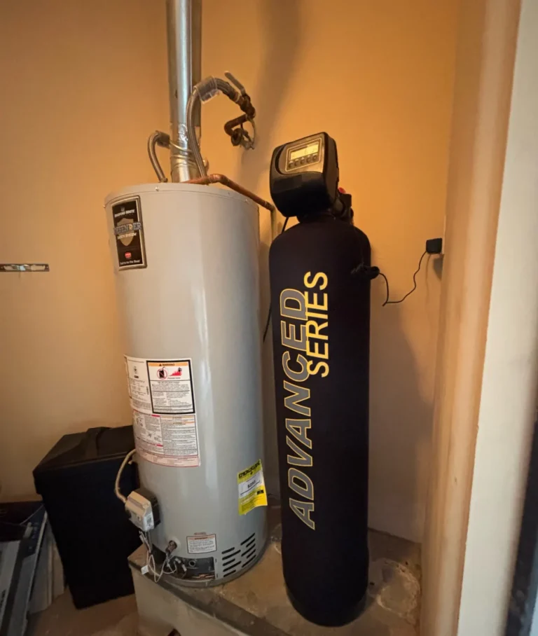 New water treatment system installed next to the water heater